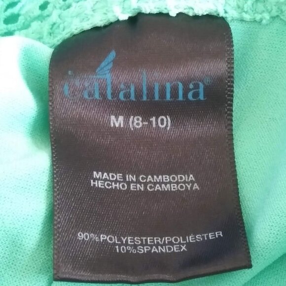 Catalina Teal Textured One-Piece Swimsuit Size M (8-10) Spaghetti Straps Diamond - Picture 5 of 5